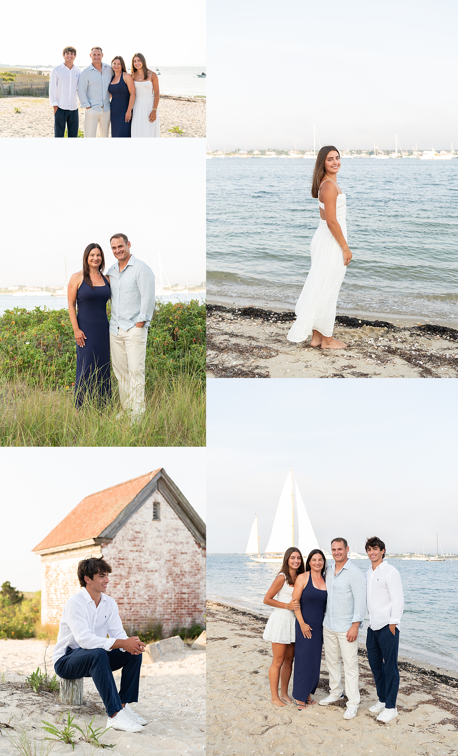 Mom and dad stand with their teenage children by the water by Rachel Elizabeth Co