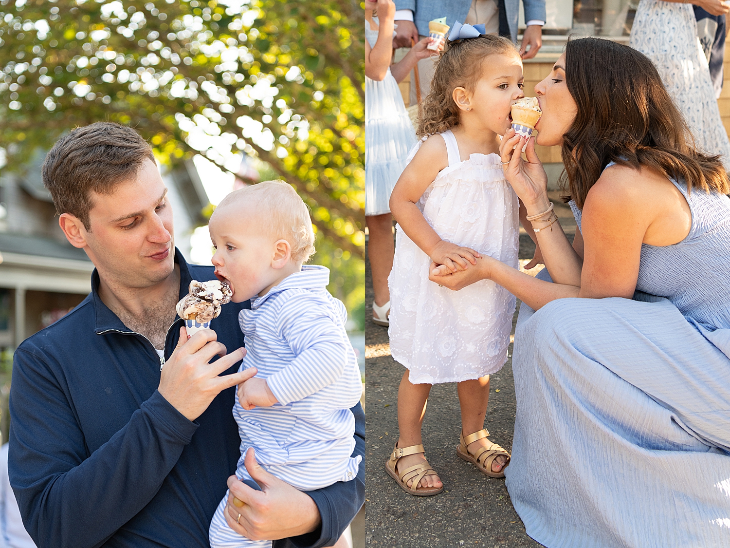 dad feeds kids ice cream cones by Rachel Elizabeth photography
