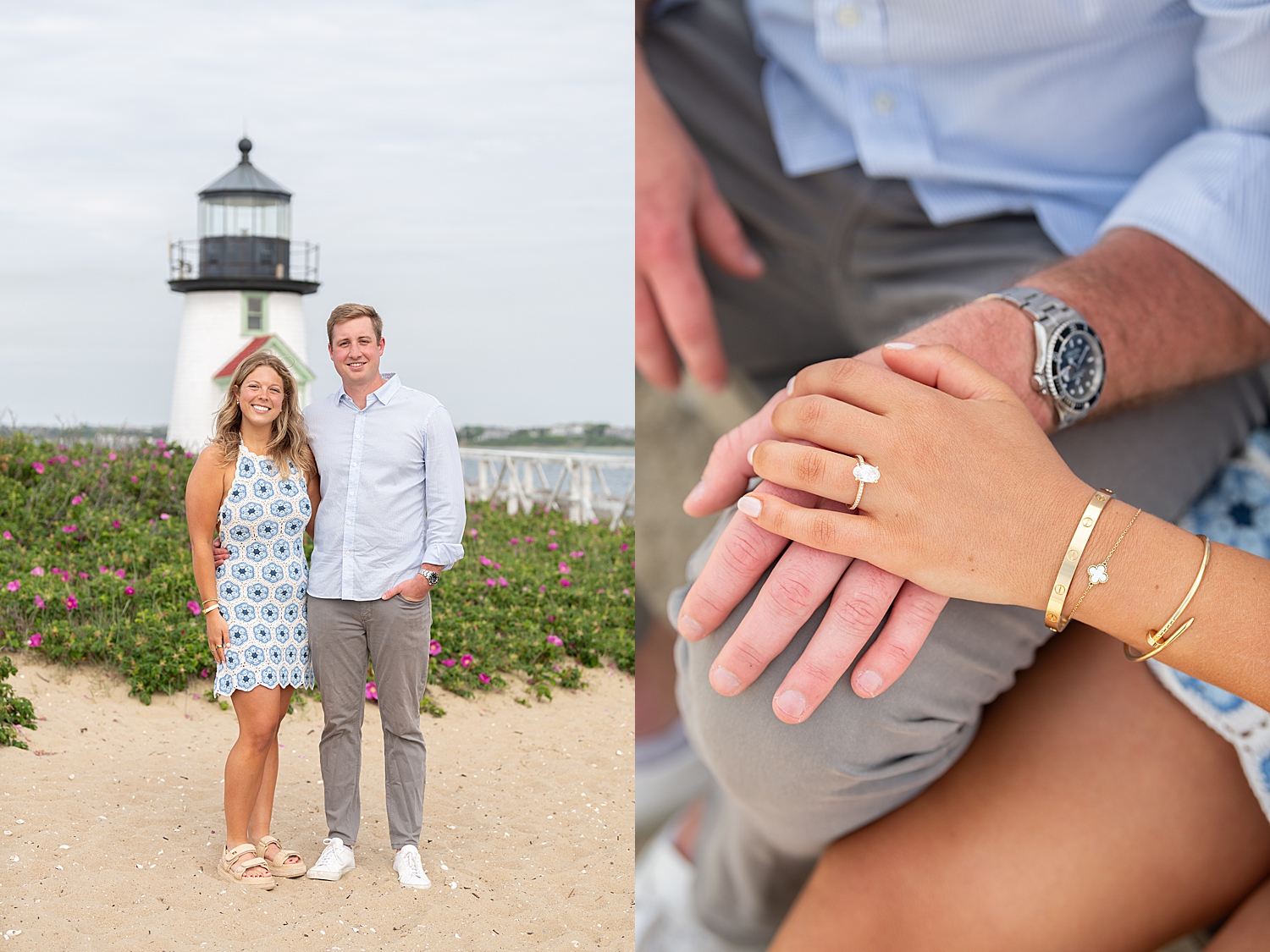 woman shows off her new diamond ring with the man who asked her by Rachel Elizabeth Photography