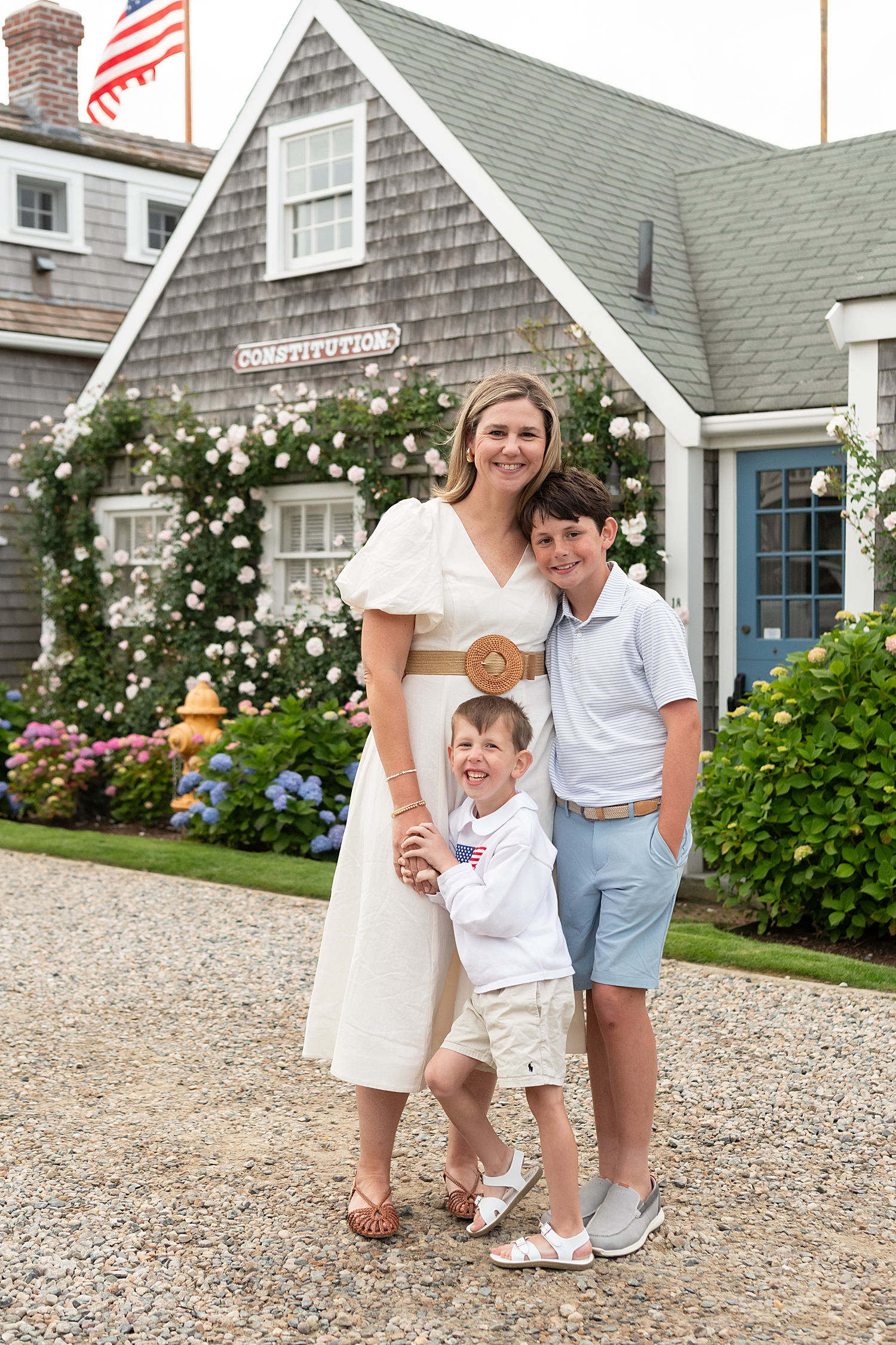 mother with her two boys by Nantucket Family Photographer