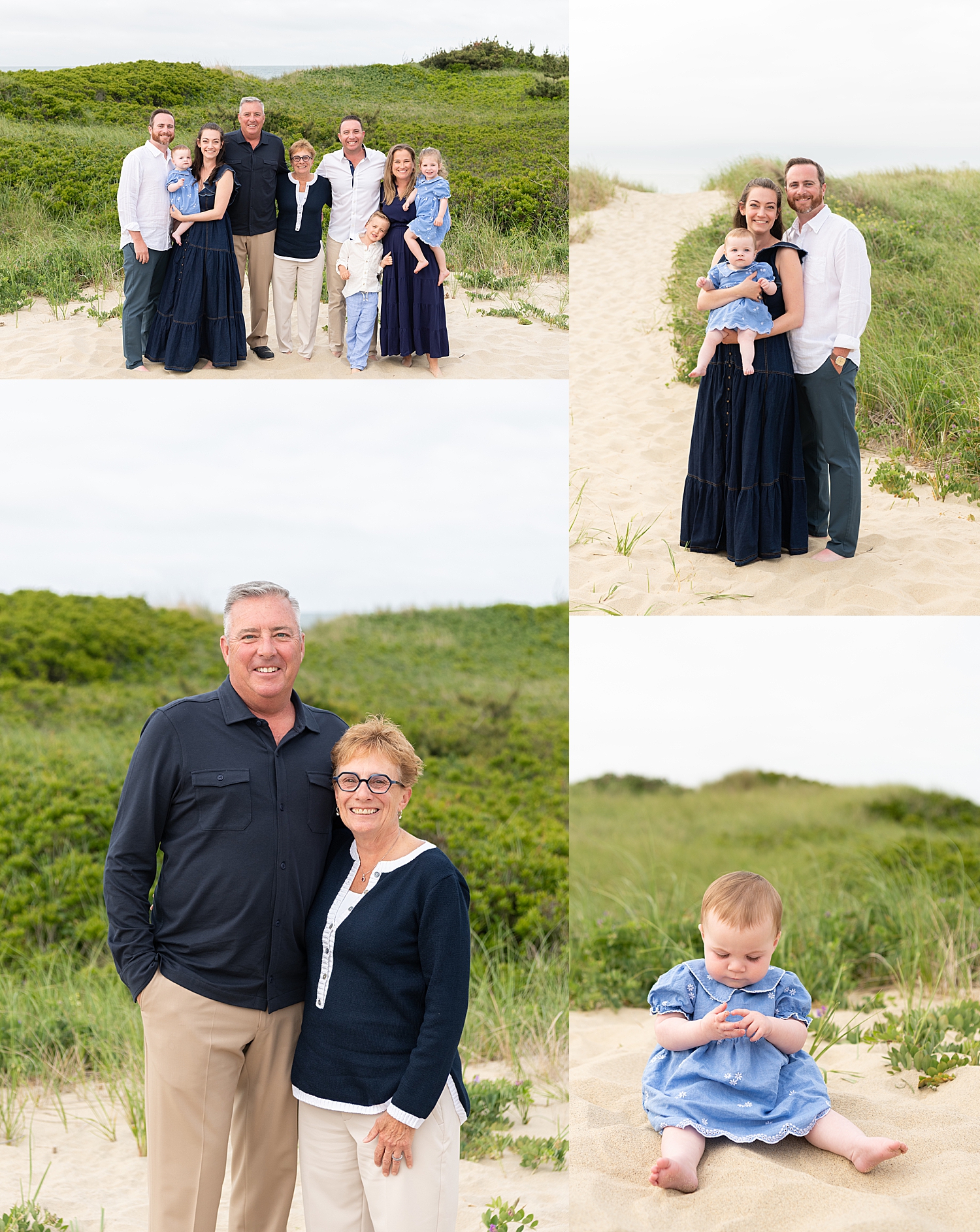 extended family on beach for Summer session at Washing Pond Beach