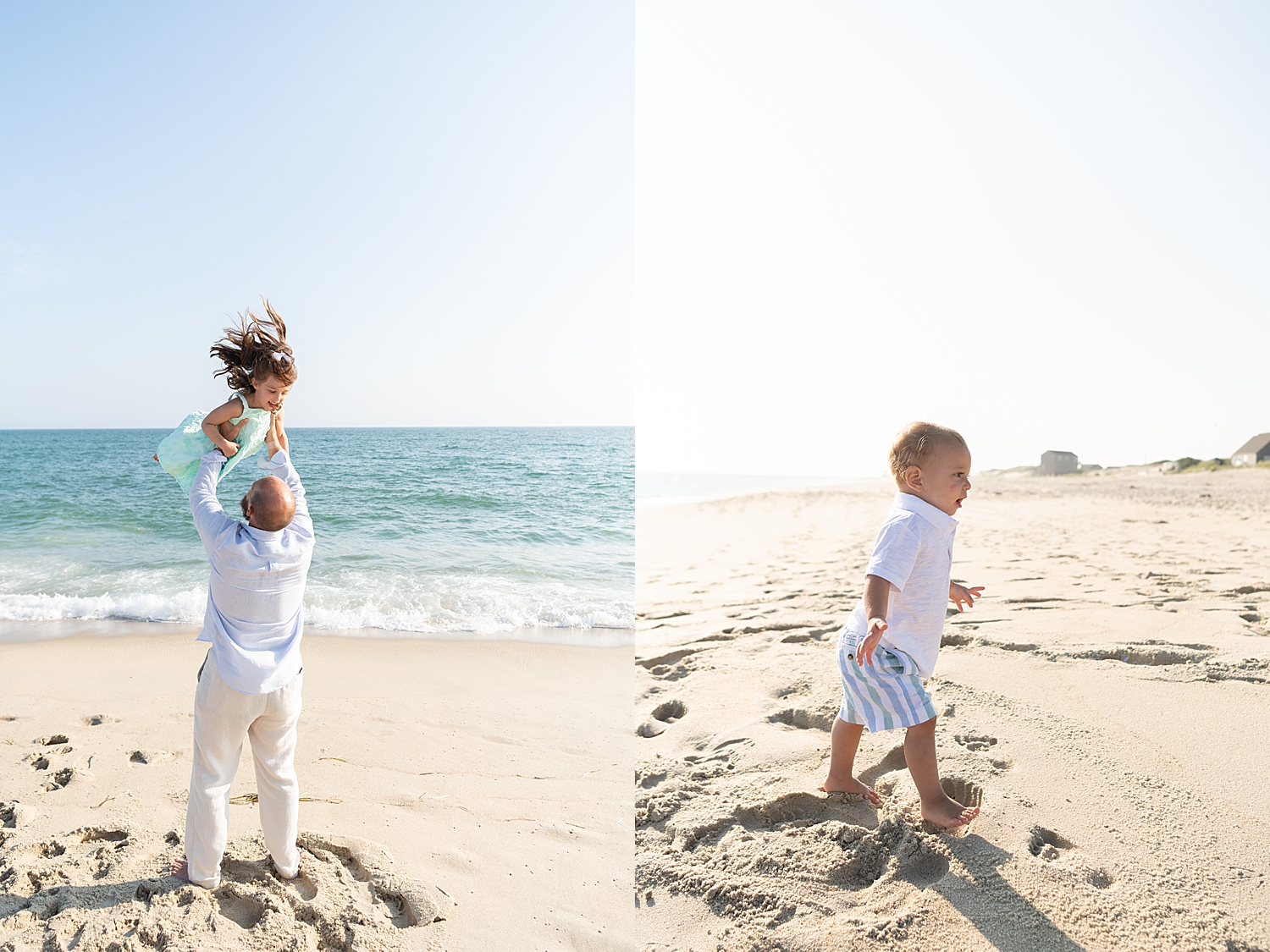parents play with their kids in the sand by Nantucket vacation photographer