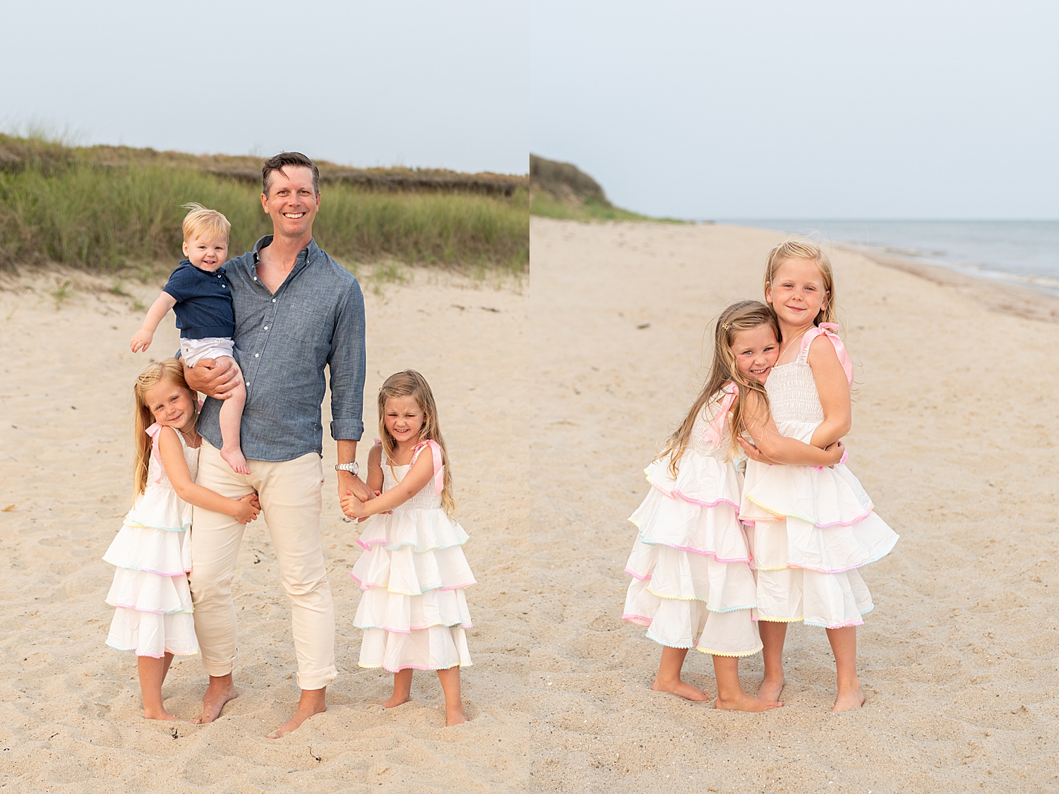 two girls in flouncy dresses by the sand dunes by Rachel Elizabeth Photography