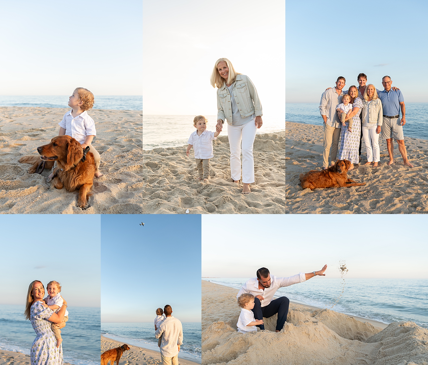 grandparents, aunts and uncles play with toddler by ocean by Rachel Elizabeth Photography